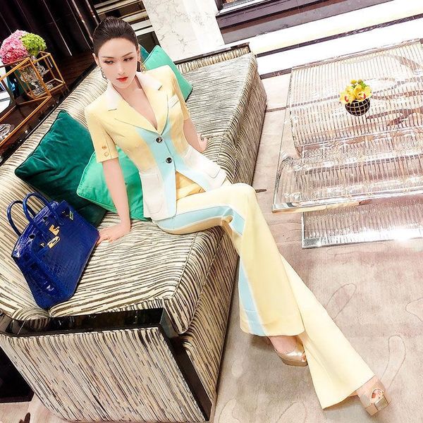 women's two piece pants 2021 summer women short sleeve single breasted blazer coat jacket blouse +long flare trousers lady pieces suits, White
women's two piece pants 2021 summer women short sleeve single breasted blazer coat jacket blouse +long flare trousers lady pieces suits, White