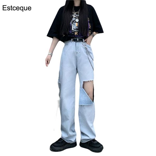 women's jeans vintage trend women washed holes men and casual high waist thin straight leg demin pants, Blue
women's jeans vintage trend women washed holes men and casual high waist thin straight leg demin pants, Blue