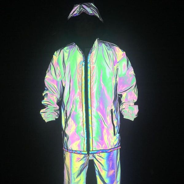 men autumn night colorful full reflective hooded jacket long section curved hem hip hop loose windbreaker waterproof coats men's jacket, Black;brown
men autumn night colorful full reflective hooded jacket long section curved hem hip hop loose windbreaker waterproof coats men's jacket, Black;brown
