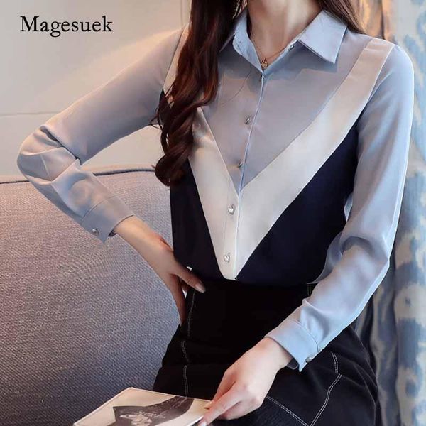 women's blouses & shirts 2021 autumn long sleeve women korean loose slim fashion blouse stitching bottoming lapel chic chiffon blusas 1, White
women's blouses & shirts 2021 autumn long sleeve women korean loose slim fashion blouse stitching bottoming lapel chic chiffon blusas 1, White