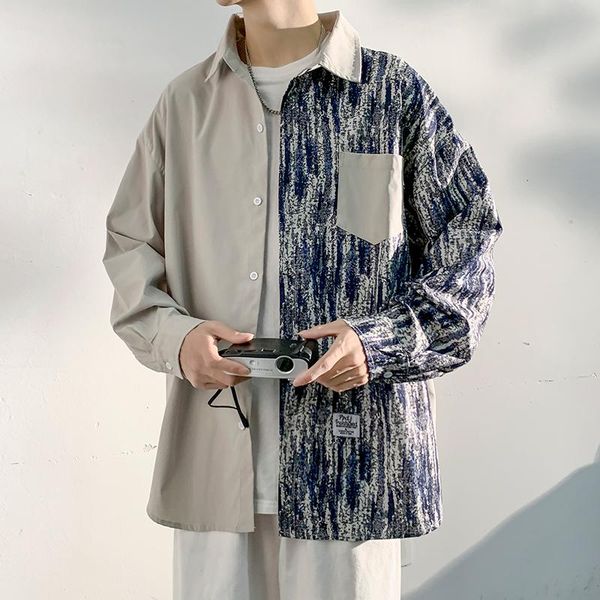 men's casual shirts patchwork print for spring autumn fashion designer brand with pocket streetwear hip hop clothes, White;black
men's casual shirts patchwork print for spring autumn fashion designer brand with pocket streetwear hip hop clothes, White;black