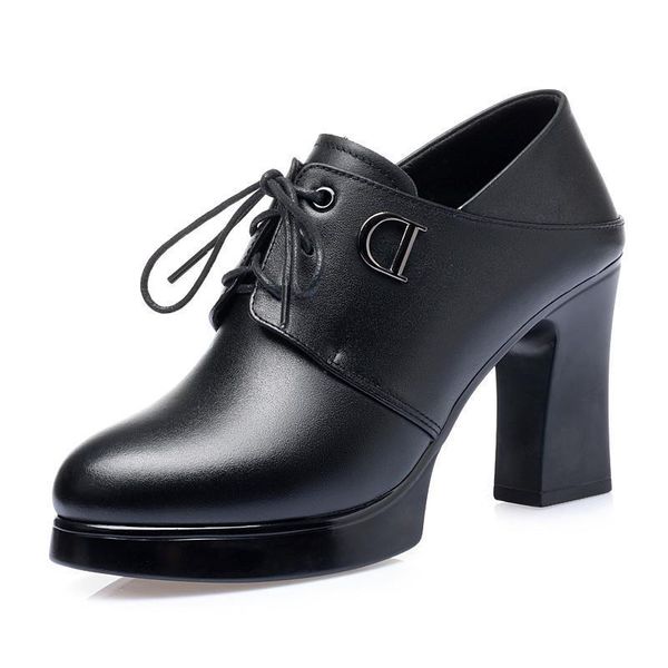 dress shoes high heel women genuine leather 2021 spring fashion thick women's shoestwo wear lace-up pump, Black
dress shoes high heel women genuine leather 2021 spring fashion thick women's shoestwo wear lace-up pump, Black