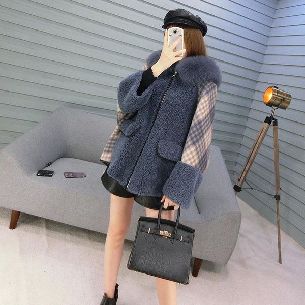 women's fur & faux winter women sheep shearling real coat female collar 100% wool coats korean jacket manteau femme my4232, Black
women's fur & faux winter women sheep shearling real coat female collar 100% wool coats korean jacket manteau femme my4232, Black