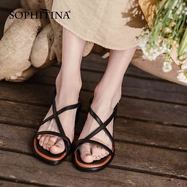 sophitina thick heel women's sandals fashion narrow band back strap lady shoes summer casual female shoes ao712 210513, Black
sophitina thick heel women's sandals fashion narrow band back strap lady shoes summer casual female shoes ao712 210513, Black