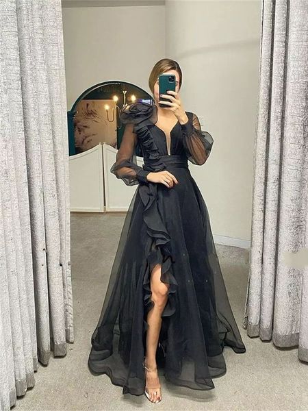 modern 2022 black long sleevess v neck prom dresses a line high side slit bridal party evening gowns vestidos de festa
modern 2022 black long sleevess v neck prom dresses a line high side slit bridal party evening gowns vestidos de festa