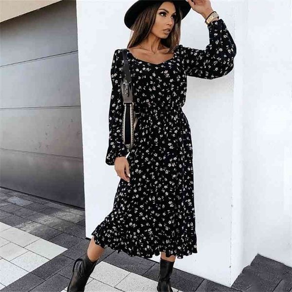 spring long sleeve floral midi woman dress summer fashion square collar ruffles black dresses for women casual vestidos 210325, Black;gray
spring long sleeve floral midi woman dress summer fashion square collar ruffles black dresses for women casual vestidos 210325, Black;gray