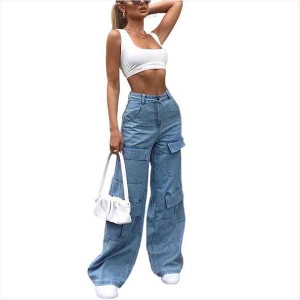 pockets patchwork baggy fashion streetwear women jeans 100% cotton denim high waist loose cargo pants korean harajuku 6360, Blue
pockets patchwork baggy fashion streetwear women jeans 100% cotton denim high waist loose cargo pants korean harajuku 6360, Blue