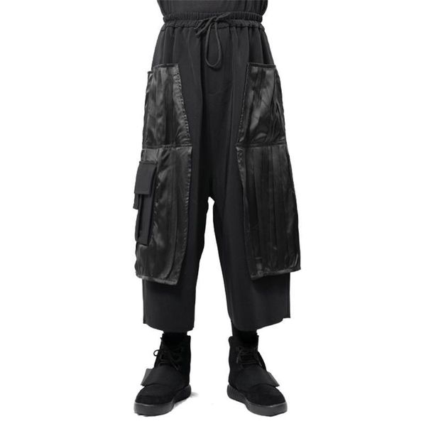 men's pants 2021 large casual pants, wide leg skirt stitched satin reflective primary color, Black
men's pants 2021 large casual pants, wide leg skirt stitched satin reflective primary color, Black