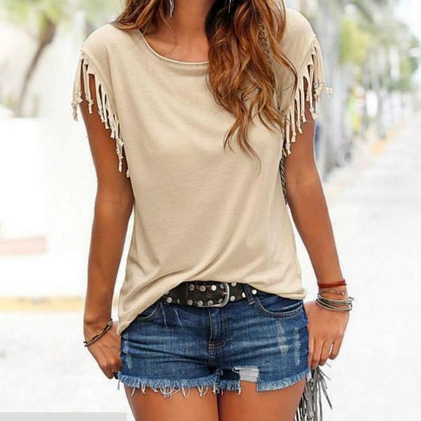 women's t-shirt solid short sleeve tshirt women 's t -shirt plus size summer tassel o -neck fashion for ladies sexy, White
women's t-shirt solid short sleeve tshirt women 's t -shirt plus size summer tassel o -neck fashion for ladies sexy, White