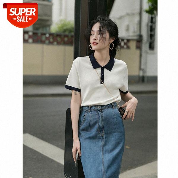 short-sleeved polo shirt women's short knit french t-shirt gentle design white trend #t14y
short-sleeved polo shirt women's short knit french t-shirt gentle design white trend #t14y