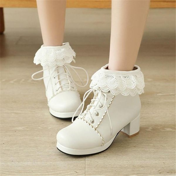 cute lace ruffles princess bride wedding boots white pink lolita up women cosplay uniform party dress ankle, Black
cute lace ruffles princess bride wedding boots white pink lolita up women cosplay uniform party dress ankle, Black