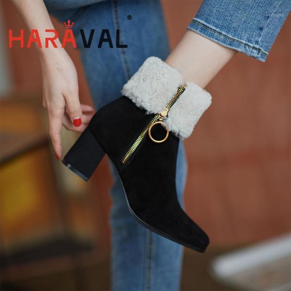 boots haraval 2021 women ankle winter thick bottom high heel snow shoes zipper wool fashion elegant lady footwear solid e154l1, Black
boots haraval 2021 women ankle winter thick bottom high heel snow shoes zipper wool fashion elegant lady footwear solid e154l1, Black