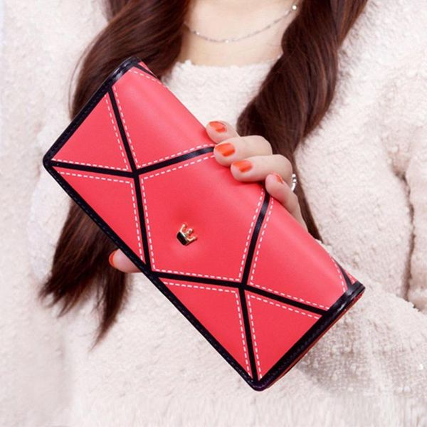 wallets women pu leather hasp long geometric pattern purse tri-fold wallet card holder cash coin handbag, Red;black
wallets women pu leather hasp long geometric pattern purse tri-fold wallet card holder cash coin handbag, Red;black