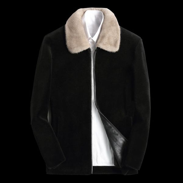 men's leather & faux real fur coat men winter jacket mink collar sheep shearling wool clothes 2021 suede plus size my5165, Black
men's leather & faux real fur coat men winter jacket mink collar sheep shearling wool clothes 2021 suede plus size my5165, Black
