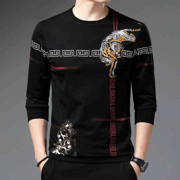 men's sweater 2021 autumn print middle-aged and young people slim black long sleeve t-shirt casual personalized men's shirt, White;black
men's sweater 2021 autumn print middle-aged and young people slim black long sleeve t-shirt casual personalized men's shirt, White;black