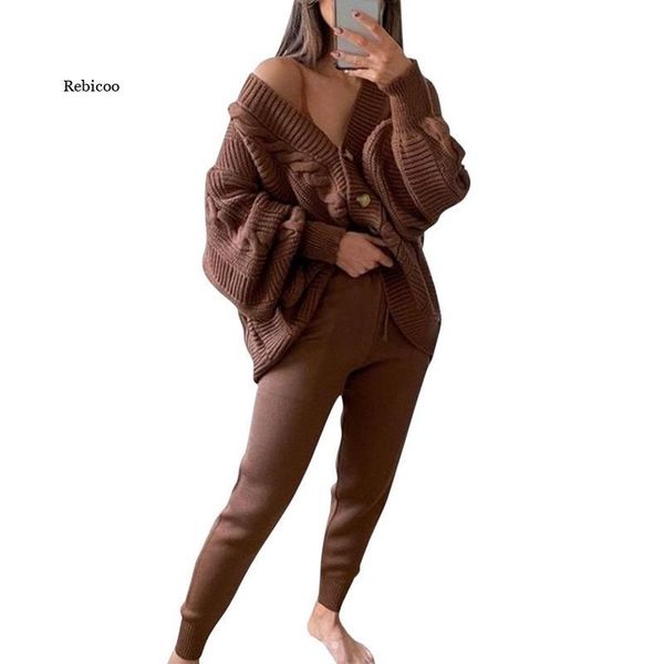 women's pants & capris 2 piece set knitted tracksuit women v neck cardigan sweater and elastic knitting suit 2021 autumn winter, Black;white
women's pants & capris 2 piece set knitted tracksuit women v neck cardigan sweater and elastic knitting suit 2021 autumn winter, Black;white
