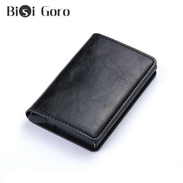 card holders bisi goro 2021 rfid holder business aluminium case box retro crazy horse pu leather minimalist slim id, Brown;gray
card holders bisi goro 2021 rfid holder business aluminium case box retro crazy horse pu leather minimalist slim id, Brown;gray