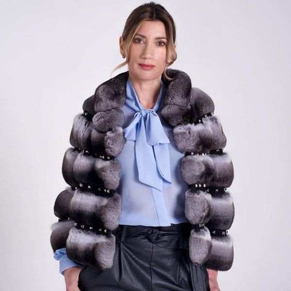women's fur & faux trendy coat women real rex jacket cropped overcoat with fashionable rivet design, Black
women's fur & faux trendy coat women real rex jacket cropped overcoat with fashionable rivet design, Black