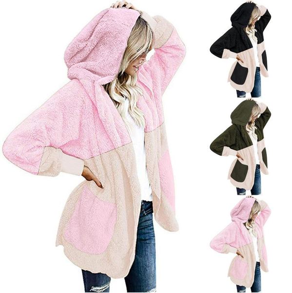 women's hoodies & sweatshirts female hooded coat faux fur teddy bear jacket casual leopard pockets oversized fuzzy outerwear, Black
women's hoodies & sweatshirts female hooded coat faux fur teddy bear jacket casual leopard pockets oversized fuzzy outerwear, Black