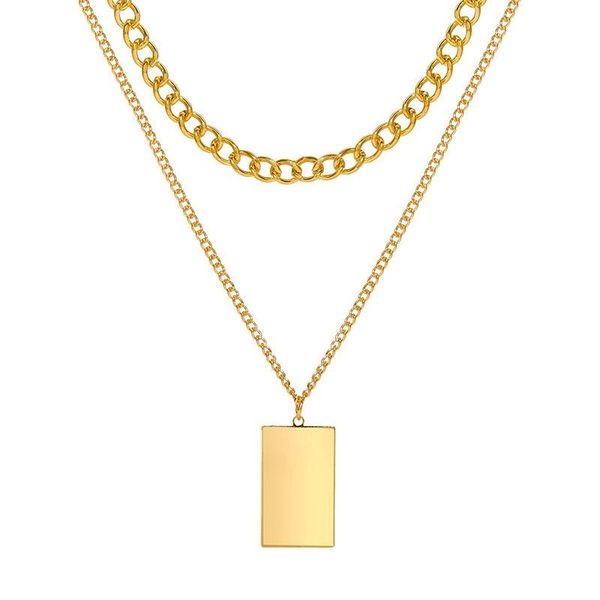 pendant necklaces multi-layer geometric square necklace gold silver color alloy chain for women girls fashion party jewelry gift 
pendant necklaces multi-layer geometric square necklace gold silver color alloy chain for women girls fashion party jewelry gift