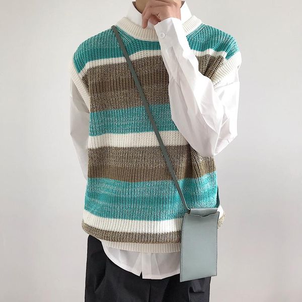 men's vests 2021 autumn korean style simple wild fresh rainbow stripes contrast woolen vest retro ins casual knitted, Black;white
men's vests 2021 autumn korean style simple wild fresh rainbow stripes contrast woolen vest retro ins casual knitted, Black;white