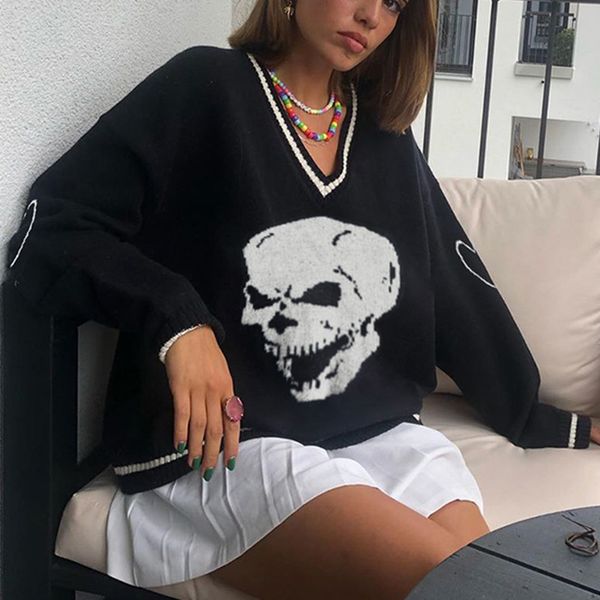 harajuku skull print loose autumn winter sweater women pullovers casual knitwear jumpers 2020 korean sweaters new, White;black
harajuku skull print loose autumn winter sweater women pullovers casual knitwear jumpers 2020 korean sweaters new, White;black