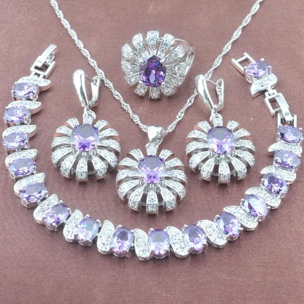 earrings & necklace christmas gift purple crystal silver plated jewelry sets women's zirconia bracelet pendant ring yyz088
earrings & necklace christmas gift purple crystal silver plated jewelry sets women's zirconia bracelet pendant ring yyz088