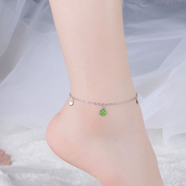 four leaf clover heart accessories chain s925 sterling silver jewelry summer student gift creativity, Red;blue
four leaf clover heart accessories chain s925 sterling silver jewelry summer student gift creativity, Red;blue