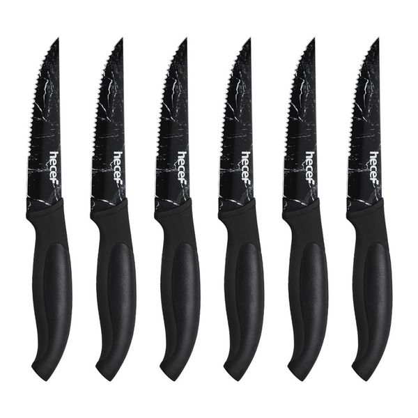 hecef marbe pattern steak knife set of 6 serrated bade with pp hande perfect for any occasion 4 inches
hecef marbe pattern steak knife set of 6 serrated bade with pp hande perfect for any occasion 4 inches