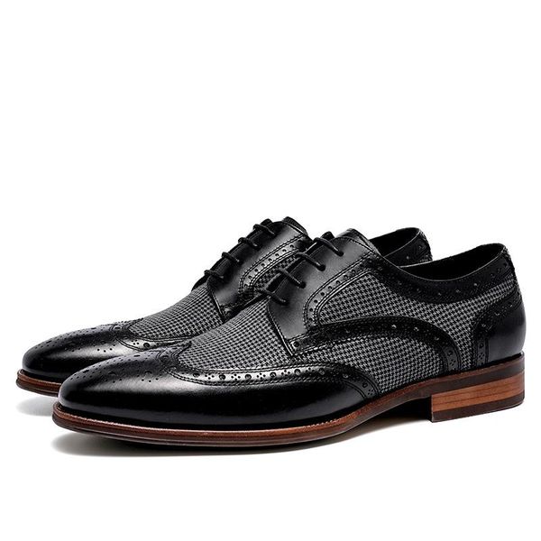 leather shoes men's business formal casual genuine vintage brogue carved denim personality youth wedding dress, Black
leather shoes men's business formal casual genuine vintage brogue carved denim personality youth wedding dress, Black