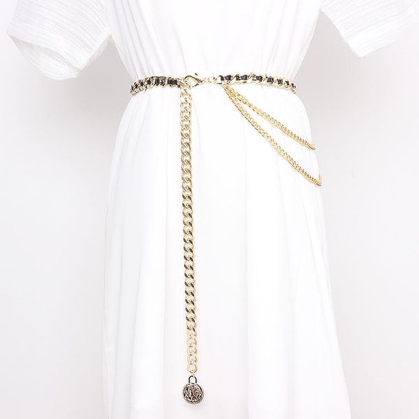 belts women's runway fashion pu leather gold metal chain cummerbunds female dress corsets waistband decoration belt tb1362, Black;brown
belts women's runway fashion pu leather gold metal chain cummerbunds female dress corsets waistband decoration belt tb1362, Black;brown