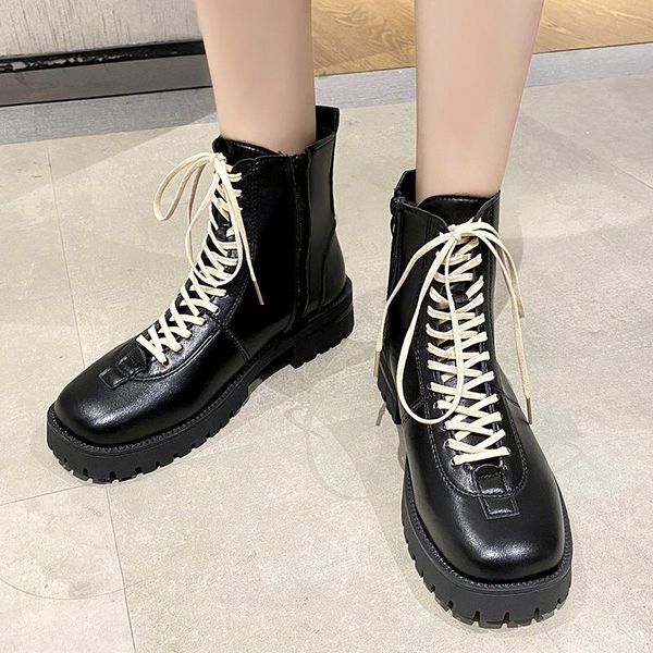boots rimocy british style chunky motorcycle for women casual lace up platform ankle ladies pu leather botas, Black
boots rimocy british style chunky motorcycle for women casual lace up platform ankle ladies pu leather botas, Black