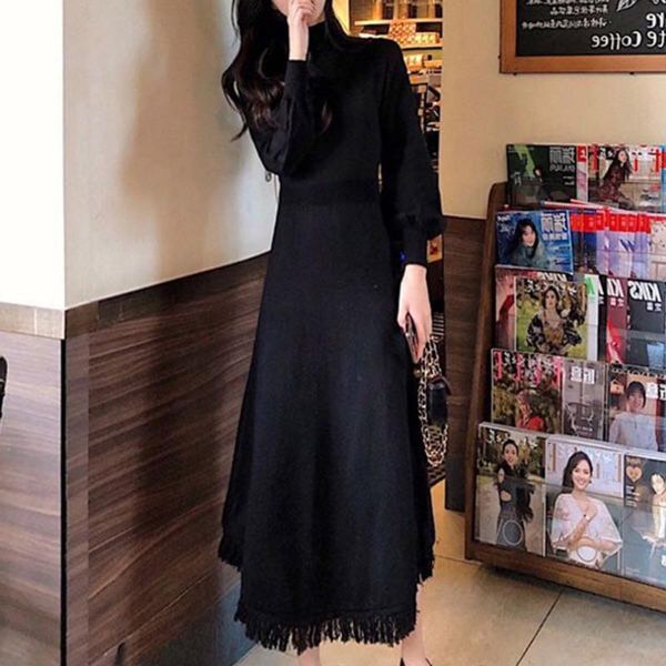 casual dresses fashion tassel midi sweater women autumn winter 2021 long sleeve knitted robe woman slim chic streetwear solid vestidos, Black;gray
casual dresses fashion tassel midi sweater women autumn winter 2021 long sleeve knitted robe woman slim chic streetwear solid vestidos, Black;gray