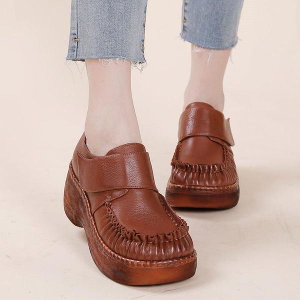 dress shoes retro thick-soled pumps women 2022 autumn genuine leather lady high heels wedges sponge cake four seasons single, Black
dress shoes retro thick-soled pumps women 2022 autumn genuine leather lady high heels wedges sponge cake four seasons single, Black