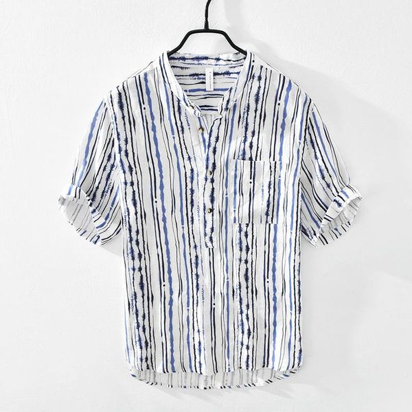 men's casual shirts 3019 men vertical stripe pullover premium linen thin loose fresh classic vintage slim fit short sleeve pocket, White;black
men's casual shirts 3019 men vertical stripe pullover premium linen thin loose fresh classic vintage slim fit short sleeve pocket, White;black