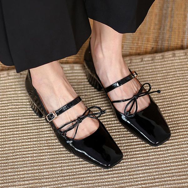 summer high heels genuine leather bowtie wedding women shoes thick office ladies dress, Black
summer high heels genuine leather bowtie wedding women shoes thick office ladies dress, Black