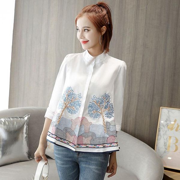 women's blouses & shirts spring women white three quarter sleeve casual embroidery and roupa feminina
women's blouses & shirts spring women white three quarter sleeve casual embroidery and roupa feminina