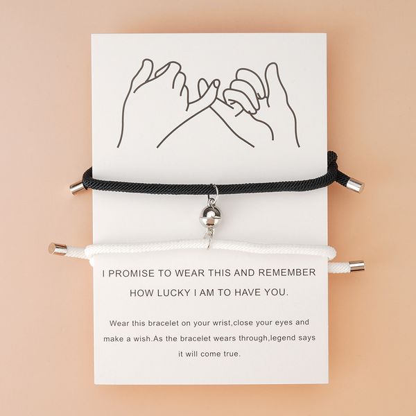 valentine day gifts bracelet charm adjustable magnet bracelet for couples white black rope bracelet jewelry 2pcs/set, Golden;silver
valentine day gifts bracelet charm adjustable magnet bracelet for couples white black rope bracelet jewelry 2pcs/set, Golden;silver