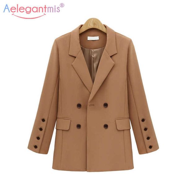 aelegantmis double breasted women casual blazer female solid color loose long work suit coat office lady jacket outerwear 210607, White
aelegantmis double breasted women casual blazer female solid color loose long work suit coat office lady jacket outerwear 210607, White
