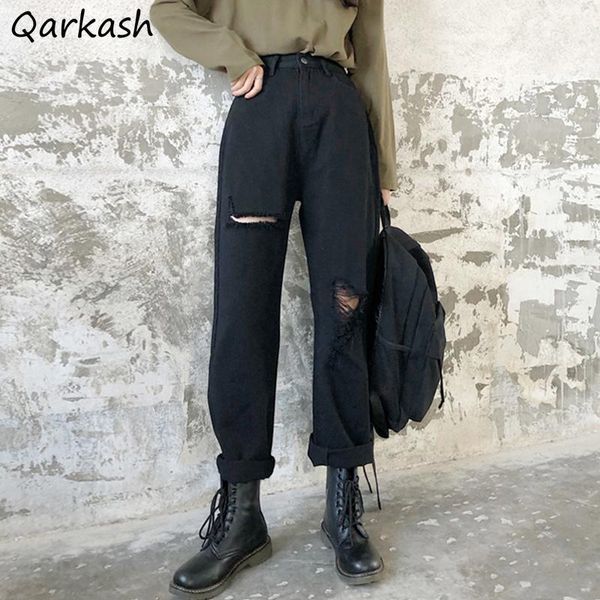 high waisted jeans women distressed hole design street style chic black femme straight trousers harajuku all-match teens women's, Blue
high waisted jeans women distressed hole design street style chic black femme straight trousers harajuku all-match teens women's, Blue