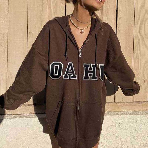 dark brown vintage streetwear letters print jacket coat zip up sweater women hoodies 2021 recover korean fashion teens clothing, Black
dark brown vintage streetwear letters print jacket coat zip up sweater women hoodies 2021 recover korean fashion teens clothing, Black