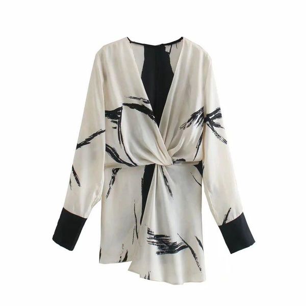 women long blouse printed deep v-neck sleeves knotted fashion shirts femme mujer women's blouses &, White
women long blouse printed deep v-neck sleeves knotted fashion shirts femme mujer women's blouses &, White