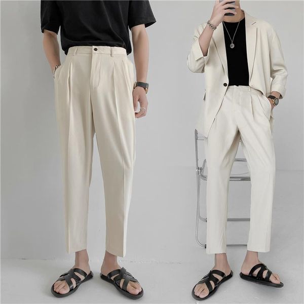 men's suits & blazers summer multi-color suit pants fashion business society mens dress korean loose straight casual men trousers, White;black
men's suits & blazers summer multi-color suit pants fashion business society mens dress korean loose straight casual men trousers, White;black
