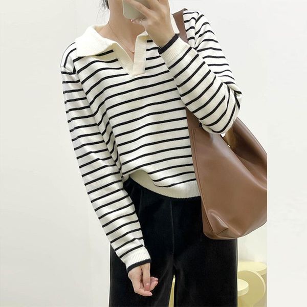women's sweaters classic sweater 2021 striped knitted autumn winter long sleeve loose pullover cute girls jumper, White;black
women's sweaters classic sweater 2021 striped knitted autumn winter long sleeve loose pullover cute girls jumper, White;black