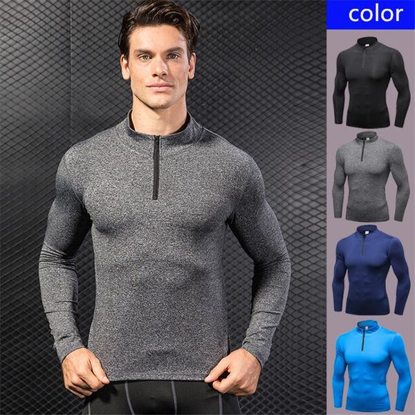 gym clothing men spring autumn winter sports fitness running training long-sleeved sportswear zipper elastic quick dry t-shirt, White;black
gym clothing men spring autumn winter sports fitness running training long-sleeved sportswear zipper elastic quick dry t-shirt, White;black