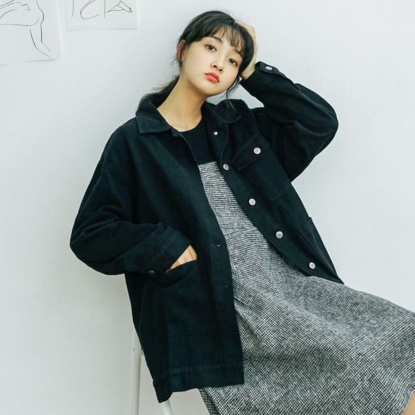 women's jackets vintage women black denim jacket autumn korean loose female spring beige jeans coat turn-down collar jean outwear, Black;brown
women's jackets vintage women black denim jacket autumn korean loose female spring beige jeans coat turn-down collar jean outwear, Black;brown