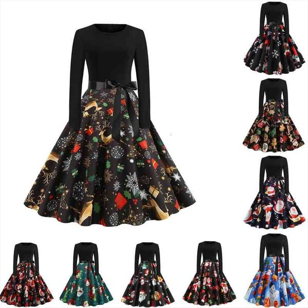 vintage christmas elegant black winter womens dresses snowflakes print long sleeve pinup robe rave xmas party vestidos, Black;gray
vintage christmas elegant black winter womens dresses snowflakes print long sleeve pinup robe rave xmas party vestidos, Black;gray