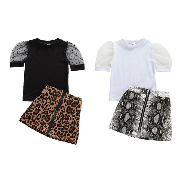 1-6 years kids toddler girl summer outfits short puff sleeve t shirt + zipper leopard print skirt 2pcs suits girls clothes set, White;black
1-6 years kids toddler girl summer outfits short puff sleeve t shirt + zipper leopard print skirt 2pcs suits girls clothes set, White;black