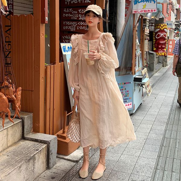 casual dresses spring loose square lace stitching ruffled dress long puff sleeve ankle-length vintage korean ft807 you7, Black;gray
casual dresses spring loose square lace stitching ruffled dress long puff sleeve ankle-length vintage korean ft807 you7, Black;gray