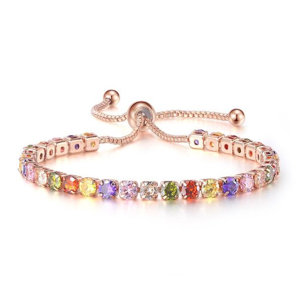 link, chain zhouyang luxury adjustable bracelets for women christmas gift rainbow zircon rose gold color tennis jewelry korean h056, Black
link, chain zhouyang luxury adjustable bracelets for women christmas gift rainbow zircon rose gold color tennis jewelry korean h056, Black